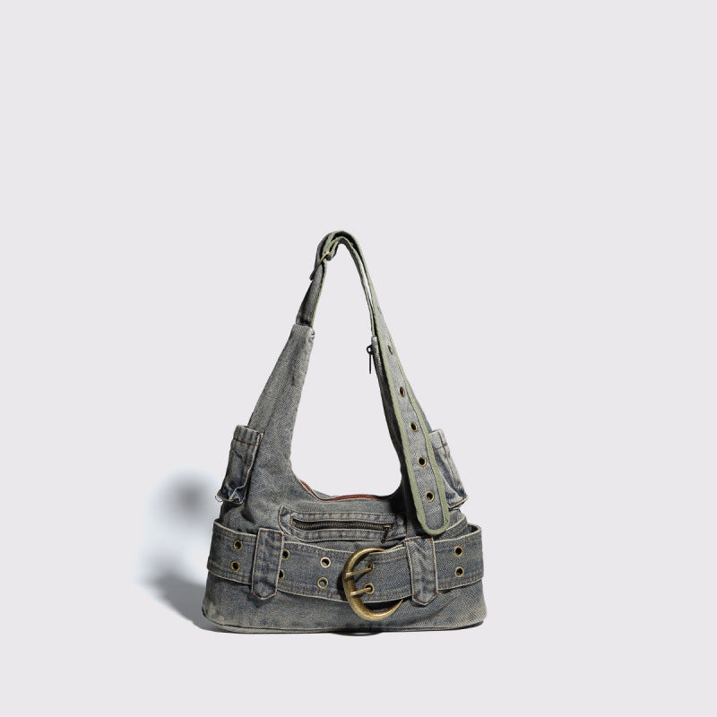 2025 New Y2K Washed Denim Bag, Women's Bag, Texture, Retro Armpit Bag, Casual Versatile Bag, Cross-Body, Cross-Border Bag
