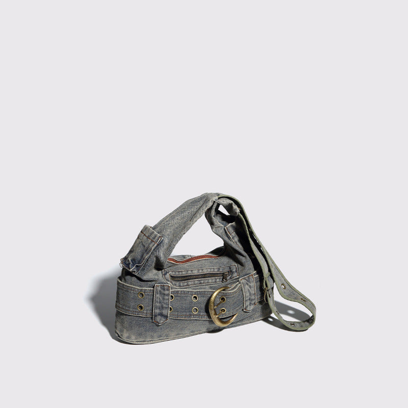 2025 New Y2K Washed Denim Bag, Women's Bag, Texture, Retro Armpit Bag, Casual Versatile Bag, Cross-Body, Cross-Border Bag